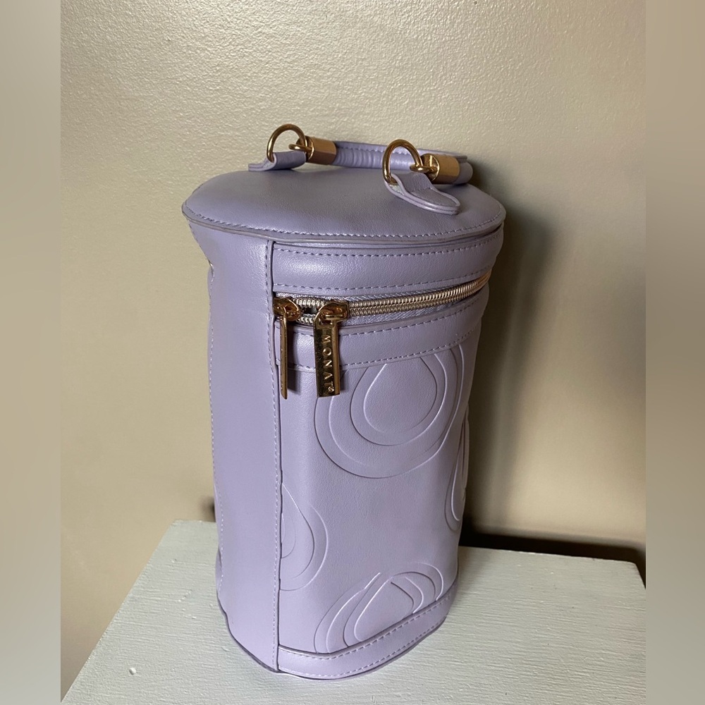 MONAT lavender cosmetics bag travel toiletries makeup purple NWOT cylindrical - Picture 8 of 15